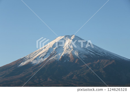 View of landscape fuji mountain in winter at Lake Kawaguchi View of landscape fuji mountain in winter at Lake Kawaguchi 124626328