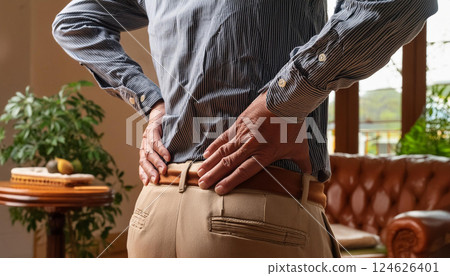Senior man suffering from backache Senior man suffering from backache 124626401