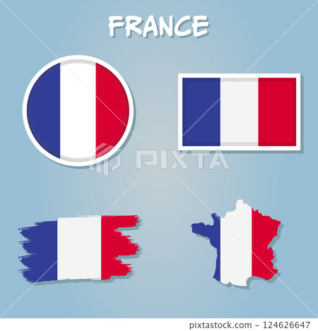 France map and with flag and shadow. France map and with flag and shadow. 124626647
