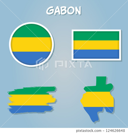 Vector of Gabon country outline silhouette with flag. 124626648