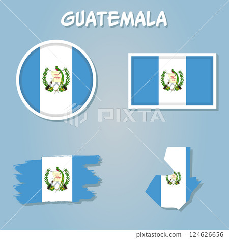 Map of Guatemala, Flag of Guatemala on it. Map of Guatemala, Flag of Guatemala on it. 124626656