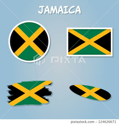 Jamaica map vector, Jamaica flag vector, isolated Jamaica. 124626671