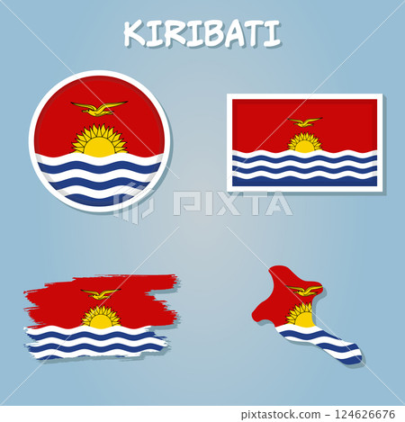 Kiribati map on a world map with flag and map pointer, vector illustration. Kiribati map on a world map with flag and map pointer, vector illustration. 124626676
