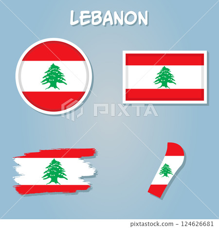 Lebanon flag map in geometric,mosaic polygonal style, abstract tessellation,background. 124626681
