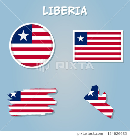 Map of Liberia with an official flag. 124626683