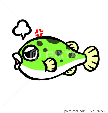 Simple illustration of an angry pufferfish Simple illustration of an angry pufferfish 124626772
