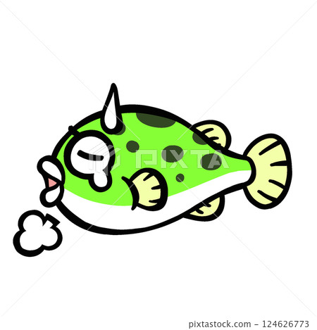悲傷的河豚的簡單插圖 124626773