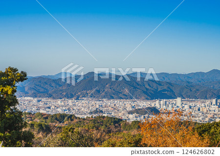 晴朗的冬日早晨，從靜岡市（靜岡縣）日本平望去的城市景觀 124626802