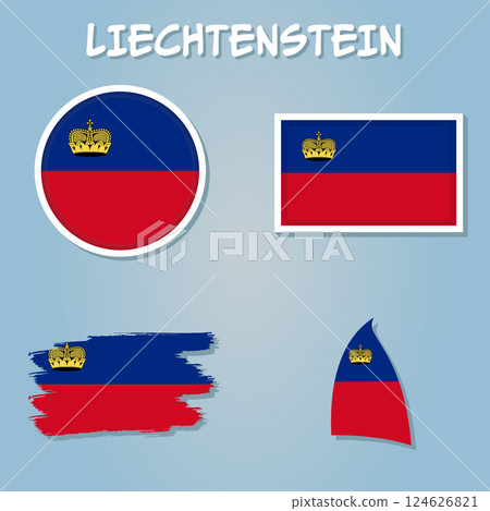 Liechtenstein map country of Europe, European flag illustration, vector isolated. Liechtenstein map country of Europe, European flag illustration, vector isolated. 124626821