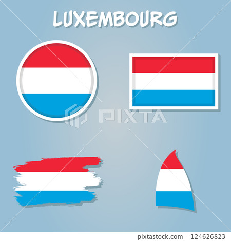 Simple Map Of Luxembourg With Flag Isolated vector Illustration. 124626823