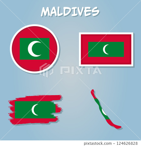 Map of Maldives with national flag icon vector symbol. Map of Maldives with national flag icon vector symbol. 124626828
