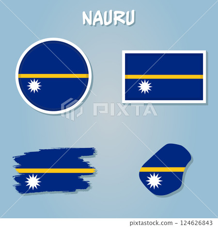 Nauru Flag National Oceania Emblem Icon Vector Illustration Abstract Design Element. 124626843