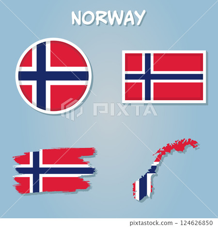 Map of Norway filled with flag of the state. Map of Norway filled with flag of the state. 124626850