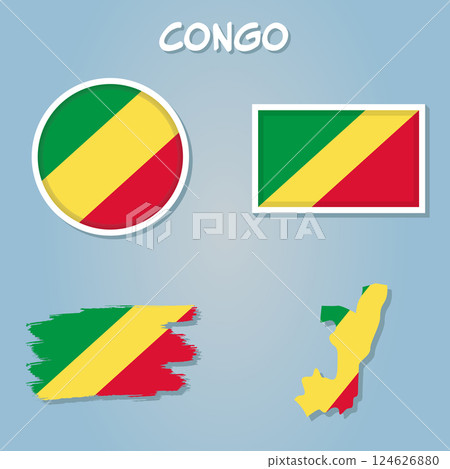 Central Africa Cameron country flag vector on blue background. 124626880
