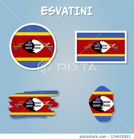Flag and mapKingdom of Esvatini from brush strokes. 124626881
