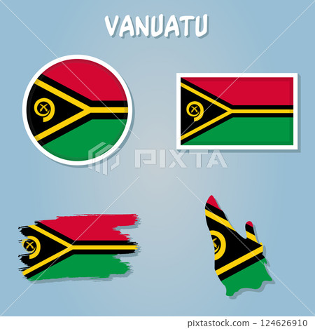 Vanuatu Flag vector hand drawn,Vanuatu Vatu vector hand drawn. 124626910