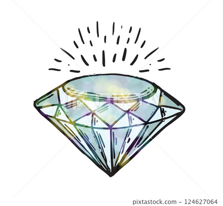 Diamond, crystal, Hand drawn style, vector illustration. Diamond, crystal, Hand drawn style, vector illustration. 124627064