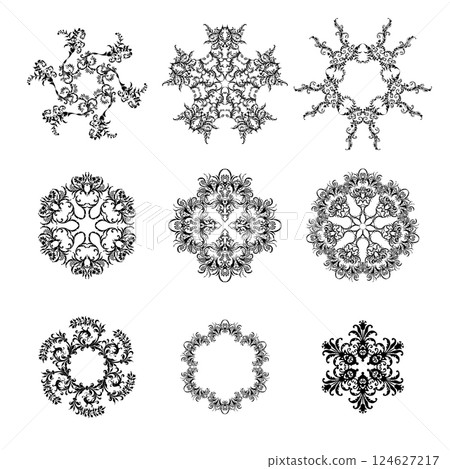 Pack of round mandala ornaments Pack of round mandala ornaments 124627217