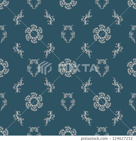 Vector seamless pattern with decorative climbing flowers. Vector seamless pattern with decorative climbing flowers. 124627252