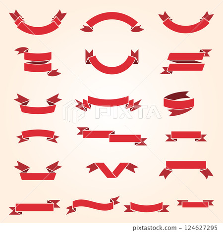 Big red ribbons set, Vector Illustration. 124627295