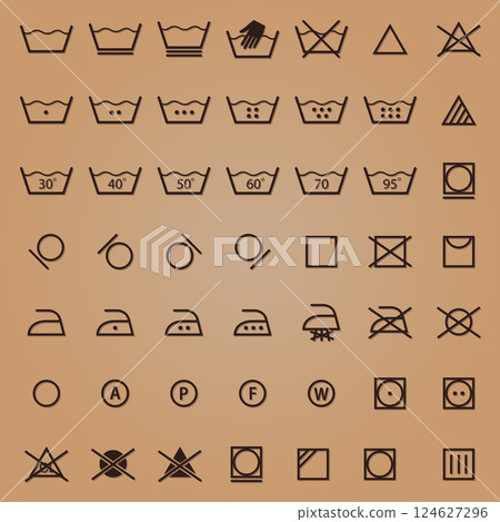 Complete set of laundry symbols. 124627296