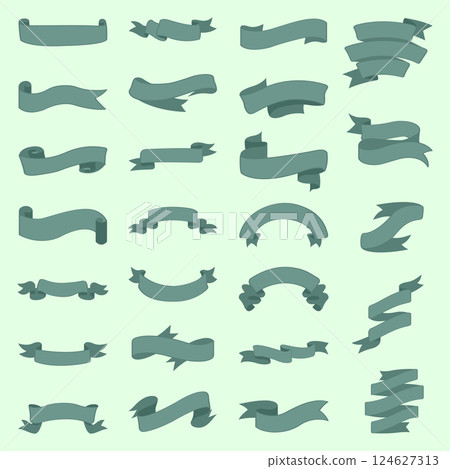 Green ribbon set, Vector Illustration. 124627313