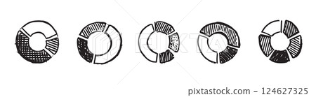 Diagrams pie icons, Set hand drawn . Vector	 124627325
