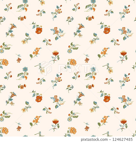 Seamless Millefleurs Floral Pattern with Small Hand-Drawn Flowers in Liberty Style. Vintage Spring Bouquet Design for Fashion Prints. Vertical floral wallpaper Seamless Millefleurs Floral Pattern with Small Hand-Drawn Flowers in Liberty Style. Vintage Spring Bouquet Design for Fashion Prints. Vertical floral wallpaper 124627485