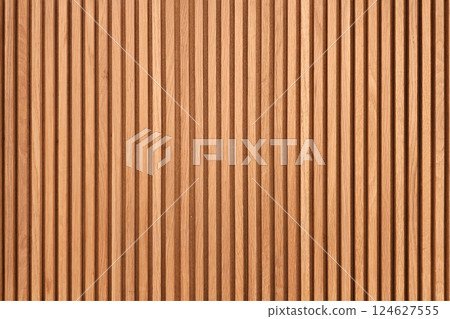 Brown Timber Battens Wall Background. 124627555