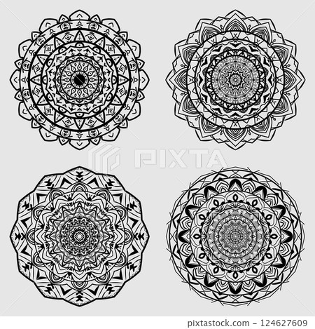 Set mandalas vintage decorative elements. Set mandalas vintage decorative elements. 124627609