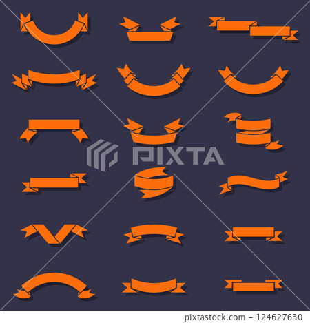 Set of orange web graphic decorative ribbons. Set of orange web graphic decorative ribbons. 124627630