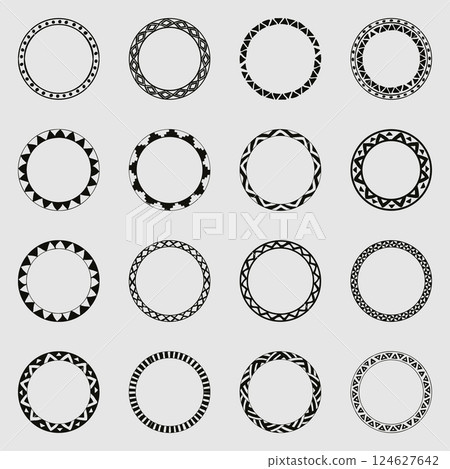 Collection of round decorative border frames. 124627642