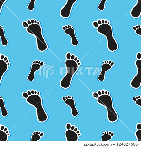 Seamless pattern with footprint, feet, footstep from the water on sand. 124627666