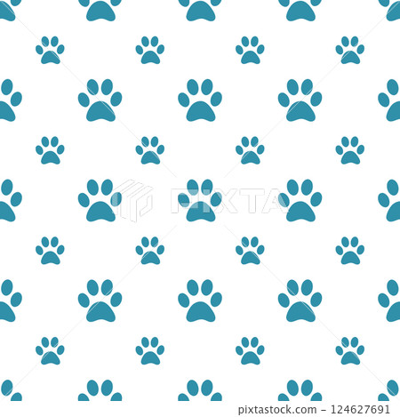 Cute paw seamless white pattern. Cute paw seamless white pattern. 124627691