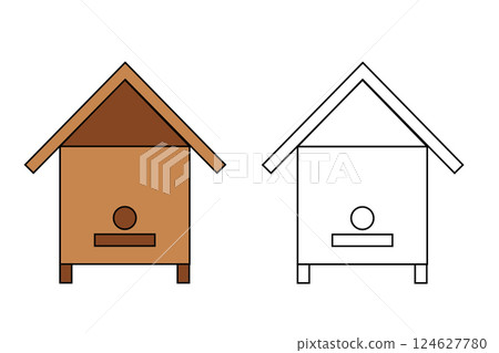 Bee hive. Vector illustration isolated on white background. 124627780