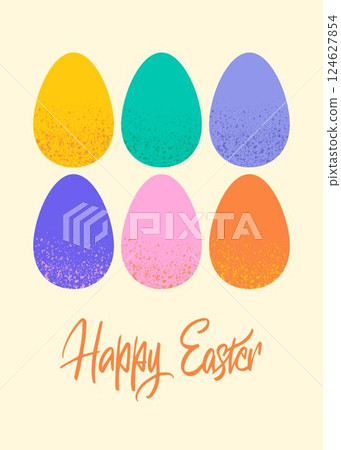 Happy Easter Lettering Greeting Card 124627854