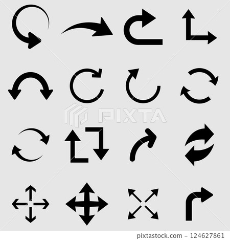 Arrow icon, big set of vector flat arrows. 124627861