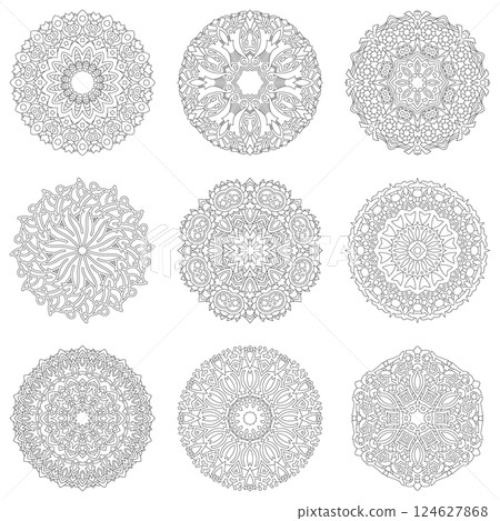 Circular pattern in form of mandala. 124627868