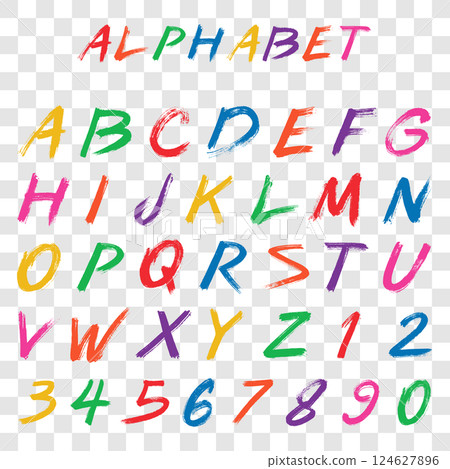 Hand drawn font,brush stroke alphabet, grunge style. Hand drawn font,brush stroke alphabet, grunge style. 124627896