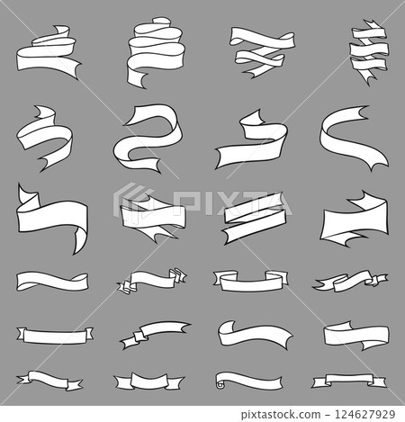 Hand drawn ribbon banners, classic universal elements Hand drawn ribbon banners, classic universal elements 124627929