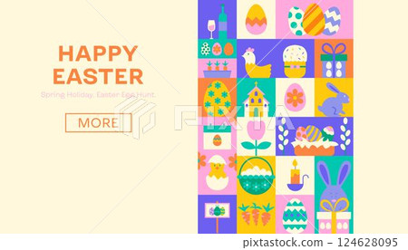 Happy Easter Geometrical Web Banner 124628095