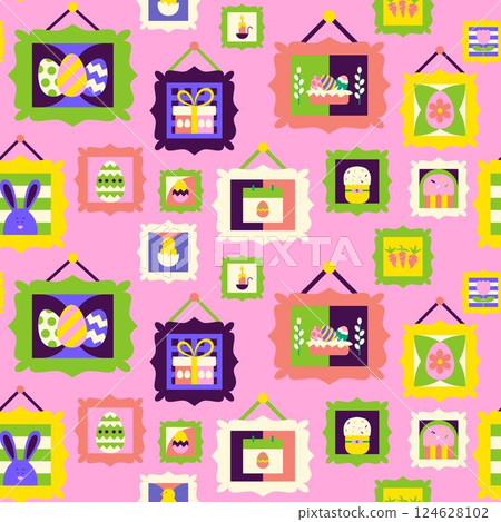 Easter Paintings Seamless Pattern 124628102