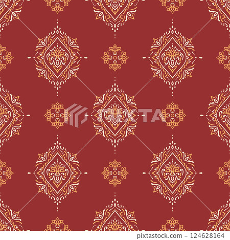 Damask seamless vector red pattern. Damask seamless vector red pattern. 124628164