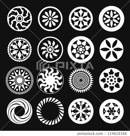 Set of round and circular decorative. 124628166