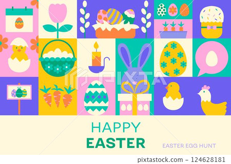 Geometrical Happy Easter Banner Concept 124628181