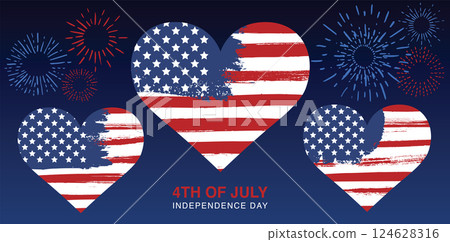 USA grunge flag. Independence day of the United States, July 4th.	 124628316