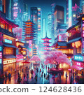 未來與傳統相交的街道 124628436