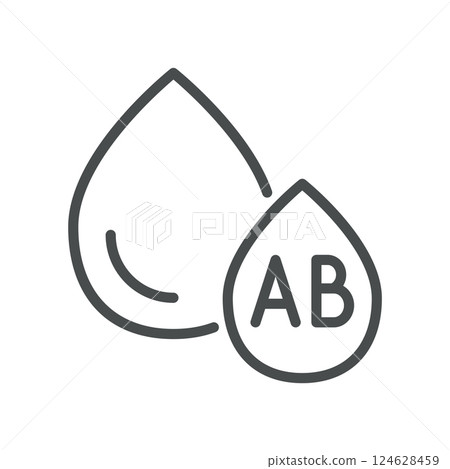 Blood Type AB Icon. Thin Line Illustration of Blood Drops Indicating AB Group, Used in Medical Testing, Transfusion, and Typing. Isolated Vector Sign for Healthcare Applications 124628459