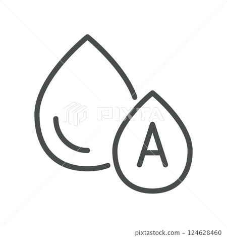 Blood Type A Icon. Simple Line Illustration of Blood Drops Indicating A Group, Relevant for Medical Testing, Transfusion, and Blood Typing. Suitable for Healthcare and Laboratory Use 124628460