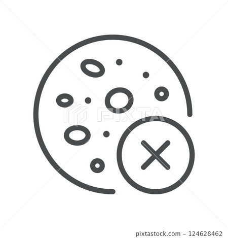 Abnormal Blood Cell Icon. Thin Line Illustration of Irregular Blood Cells Under Microscope, Indicating Infection, Disease, and Hematological Analysis. Perfect for Medical and Laboratory Applications 124628462